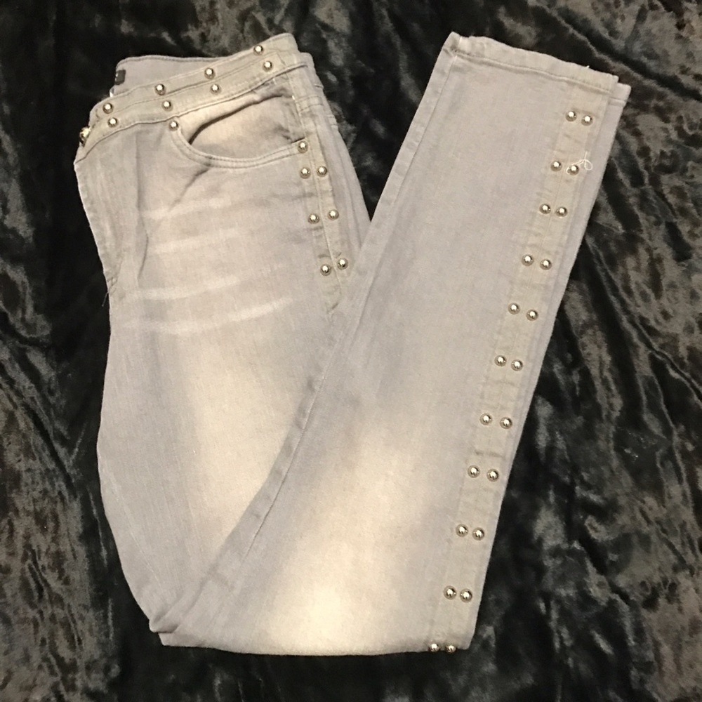 Venus Gray Washed Silver Studded Stretch Jeans 10